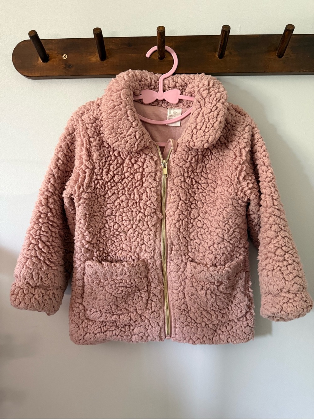 H&M Girls Plush Sherpa Jacket - Dusty Pink